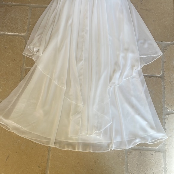 Eliza J Embellished Tiered Chiffon Halter Gown Dress in White - Picture 14 of 16